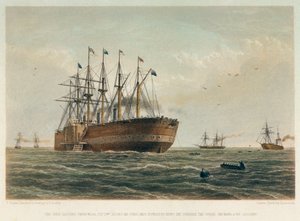 O "Great Eastern" a navegar, c.1860 (litografia a cores) de Robert (after) Dudley
