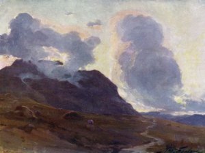 Noite Vindoura, perto de Beddgelert (cor litho) de Robert (after) Fowler