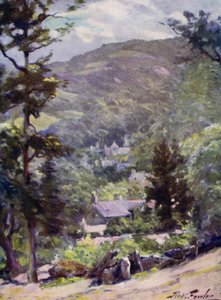 Vista Distante de Bettws-y-Coed (cor litho) de Robert (after) Fowler