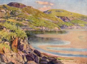 Maré de chegada, perto de Barmouth (cor litho)