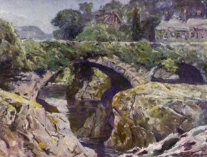 The Old Bridge, Bettws-y-Coed (cor litho) de Robert (after) Fowler