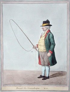Billy the Gamekeeper, gravado por James Gillray (1756-1815) publicado por Hannah Humphrey em 1810 (gravura colorida à mão) de Robert (after) Frankland