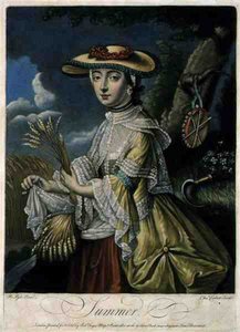 Summer, gravada por C. Corbutt (Richard Purcell) (fl.1746-66), pub. por Robert Sayer, c.1760 (gravação mezzotint) (ver também 125559-60 e 125562) de Robert (after) Pyle