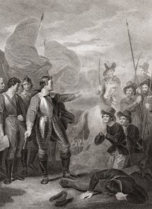Oliver Cromwell a reprimir o motim de Burford. (imprimir)