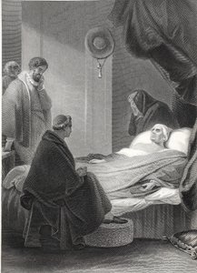 A Morte do Cardeal Wolsey, gravado por A.H. Payne (litho)