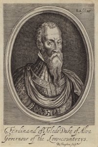 Fernando Alvarez de Toledo, 3º Duque de Alba, General Espanhol e Governador da Holanda Espanhola (gravura) de Robert (after) Vaughan