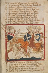 Egerton 3028 f.98 Derrotam os sarracenos enviados para os encontrar, ilustração de 