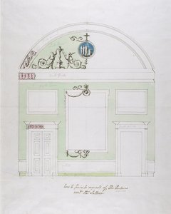 Design para a parede final da sala de refeições, Headfort House (caneta e tinta preta sobre grafite com wc sobre papel) de Robert Adam