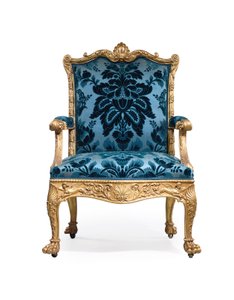 Um de um par de poltronas giltwood George III de Robert Adam