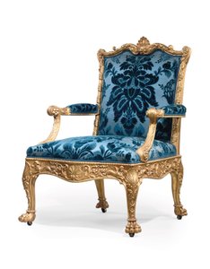 Um de um par de poltronas giltwood George III de Robert Adam