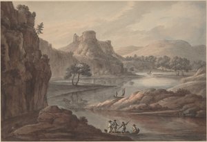 Paisagem fluvial com um castelo de Robert Adam