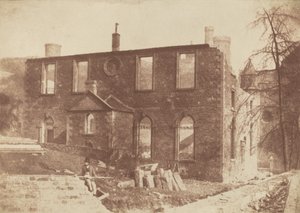 A capela de Lady Glenorchy durante a demolição, no local da estação de Waverley, c. 1846 (foto)