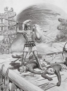 Uma façanha de Alexandre, o Grande, 326 a.C. (litografia) de Robert Ambrose Dudley