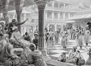 Akbar joga às damas com peças vivas em Fatehpur Sikri de Robert Ambrose Dudley