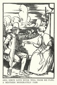 E, como o amor não me deixará fugir, uma amante moderadamente justa (litho) de Robert Anning Bell