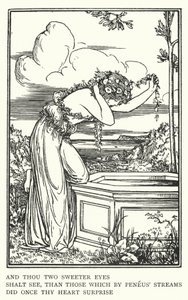 E tu, dois olhos mais doces, verás, do que aqueles que, pelas correntes de Peneus, uma vez surpreenderam o teu coração (litho) de Robert Anning Bell