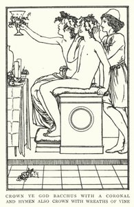 Coroai a Deus Baco com uma coroa coronal, e Hímen também coroa com coroas de videira (litho) de Robert Anning Bell