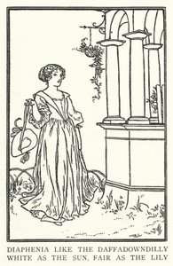 Diafenia como a daffadowndilly, branca como o sol, bela como o lírio (litho) de Robert Anning Bell