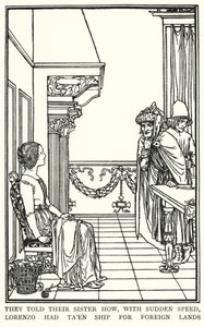 Ilustração para Poemas de John Keats: Isabella ou O Pote de Manjericão (litho) de Robert Anning Bell