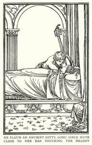 Ilustração para Poemas de John Keats: A Véspera de Santa Agnes (litho) de Robert Anning Bell