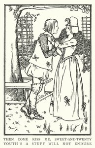 Então venha me beijar, doce e vinte, a juventude é uma coisa que não vai durar (litho) de Robert Anning Bell