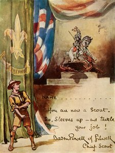 Design para o Cartão de Inscrição de Escoteiros, 1944. de Robert Baden Powell