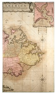 Um mapa novo e exato da ilha de Antígua na América, de acordo com um levantamento feito nos anos 1746-1748, c.1749 (gravura a cores) de Robert Baker