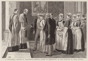 Um casamento pitoresco em Birmingham, enfermeiras do hospital como damas de honra no casamento de sua matrona de Robert Barnes