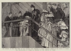 A Abertura da Nova Ala do Hospital para Crianças na Rua Great Ormonde pelo Príncipe de Gales, a Apresentação de Bolsas de Crianças para a Princesa de Gales de Robert Barnes