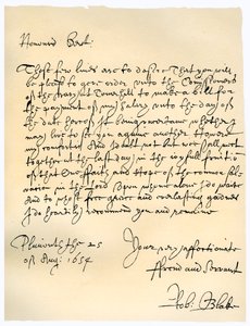 Carta do Almirante Robert Blake aos Comissários do Almirantado, 25 de agosto de 1654. de Robert Blake