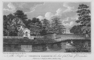 O Templo em Chiswick Gardens a sede do Duque de Devonshire (gravura)
