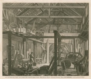 Uma visão interna da casa de reunião de John Bunyan em Zoar Street, Gravel Lane, Southwark, em seu estado atual