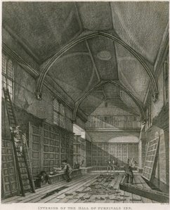 Interior, de, a, corredor, de, Furnival&39;s, hospedaria, Holborn, londres de Robert Blemell Schnebbelie
