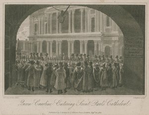 Rainha Caroline entra na Catedral de São Paulo de Robert Blemell Schnebbelie