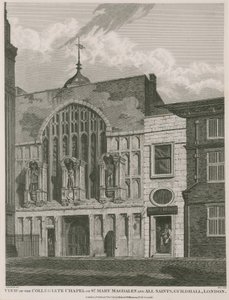 Vista, de, a, colegial, capela, de, st. Mary magdalen, e, tudo, são, Guildhall, londres de Robert Blemell Schnebbelie