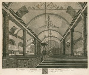 Vista oeste, de, a, interior, de, st paul, shadwell, londres, levado, baixo, 1817