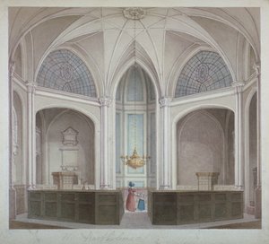 Interior da Igreja de St Bartholomew-the-Less, Cidade de Londres, 1834. de Robert Blemmell Schnebbelie