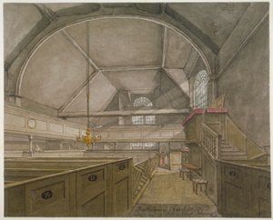 Interior da capela na Igreja de São Bartolomeu-o-Grande, Smithfield, Cidade de Londres, 1818 de Robert Blemmell Schnebbelie