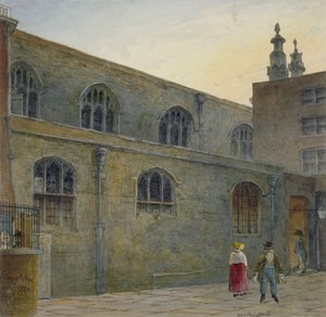 Lado norte da Capela Guildhall mostrando a entrada para Cutthroat Alley, City of London, 1820