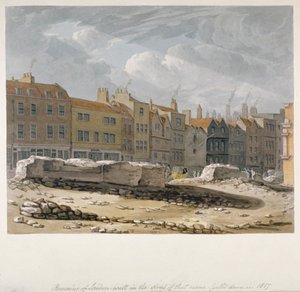 Restos de London Wall que foram derrubados em 1817, City of London, 1817