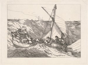 Barco em uma tempestade no mar