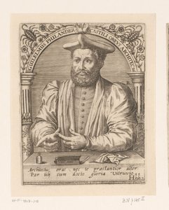 Retrato de Guillaume Philandrier
Guilelmus Philander Castili oneus architectus (título sobre o objecto)
Série de retratos de estudiosos dos séculos XV e XVI (título da série)