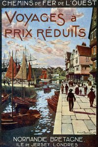Um porto na Normandia, anúncio para os caminhos-de-ferro ocidentais em França de Robert Boullier