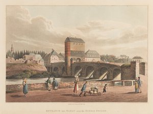 Entrada em Hanau pela ponte Kinzig, 1814 (aquatinta)
