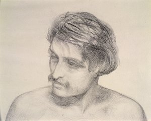 Estudo da cabeça de um homem (lápis sobre papel)