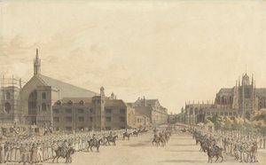 Westminster, durante o Julgamento da Rainha Caroline de Robert Bremmel Schnebbelie