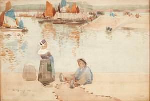 Figuras na Muralha do Porto, Bretanha (aquarela) de Robert Brough