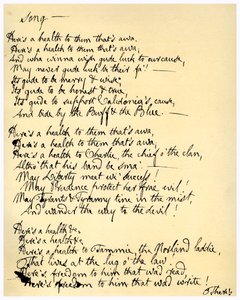 Heres uma saúde para eles que está à espera, c1792.