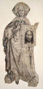 St Veronica (caneta, tinta e tinta indiana em velino) de Robert Campin