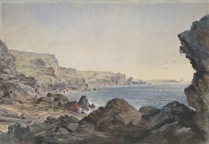Foilhummerum Bay, Valentia, olhando para o mar a partir do ponto em que o cabo..., 1865-66.